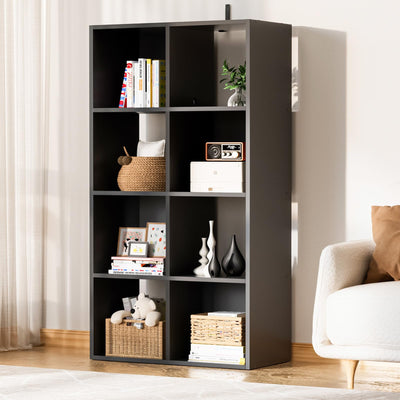 COMHOMA 8 Wood Cube Storage Organizer with Open Back and Removable Back Panels, 11In Black Cube Storage Bookshelf, Cubicle Shelf Bookcase for Home Office Bedroom Living Room, Vertical or Horizontal