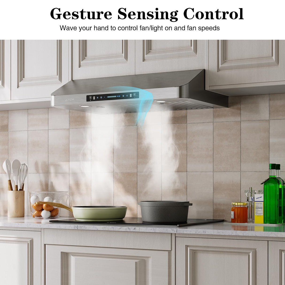 IKTCH 30 Inch Under Cabinet Range Hood, 900 CFM with 4-Speed Gesture Sensing & Touch Control, Stainless Steel Range Hood IKTCH