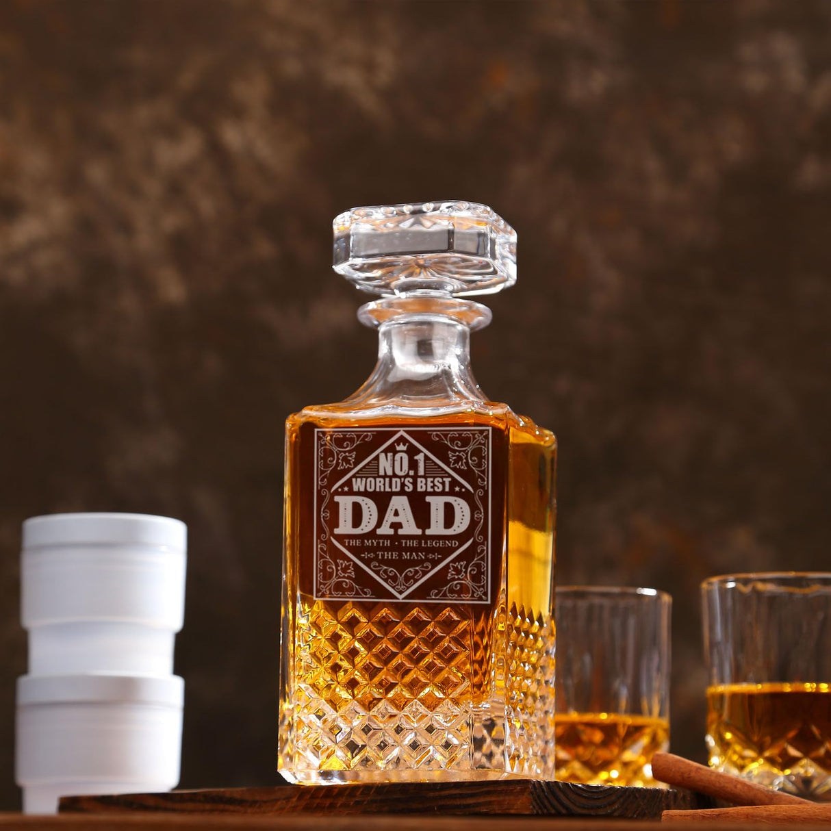 Gifts for Dad Men, Whiskey Decanter Set with Gift Box, Unique Christmas Gift from Daughter or Son, Perfect Birthday and Retirement Present for Men - Includes 2 Ice Molds, 2 Coasters, and a Gift Card LORSIA