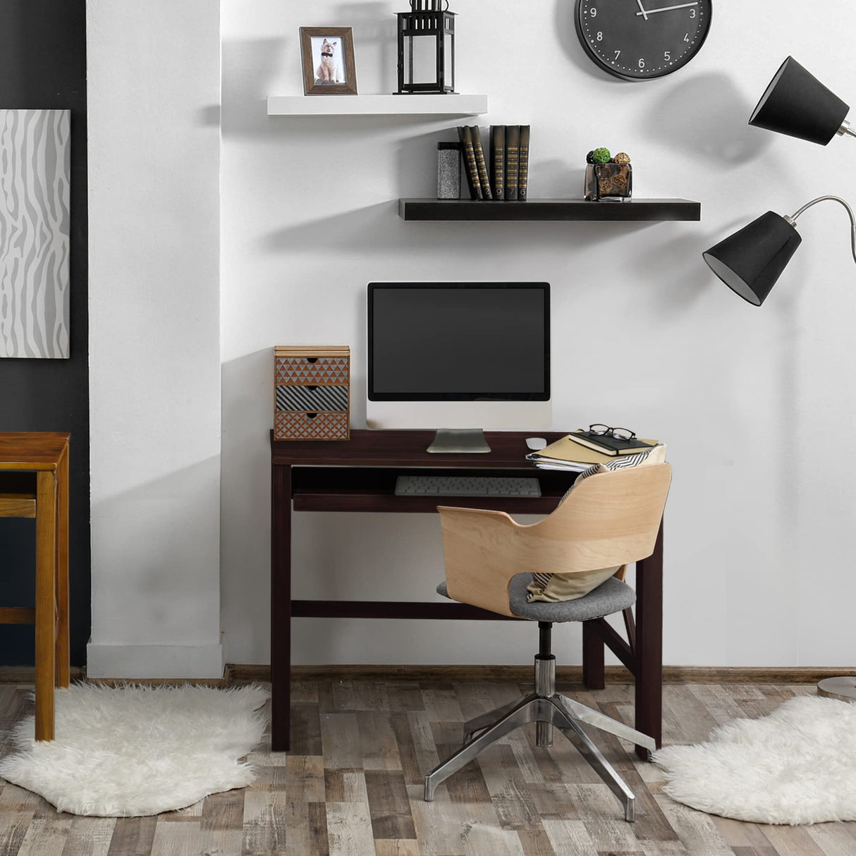 Casual Home Montego Folding Desk with Pull-Out Tray-Espresso Casual Home