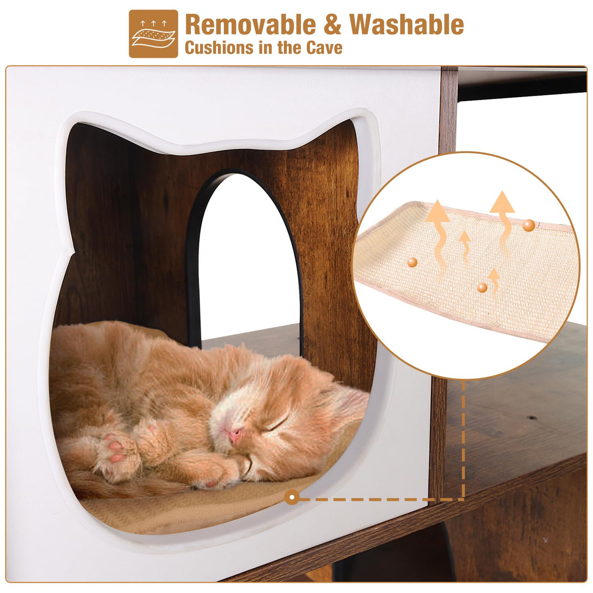 Cat Litter Box Furniture Enclosure 4 Levels Cat Tree Hidden Cabinet with Storage and Scratch,4 Tiers GUTINNEEN