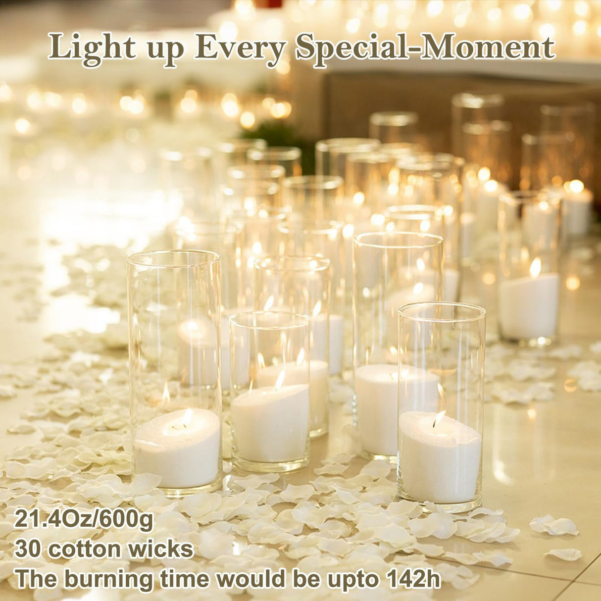 Aufien Pearled Candle 21.4 Oz,Candle Sand Wax DIY Set with 30 Wicks,Refillable Powder Candles Non Toxic,Bead Candle Making Kit for Handmade, Wedding and Party Decorations Orange Blossom Scented Aufien