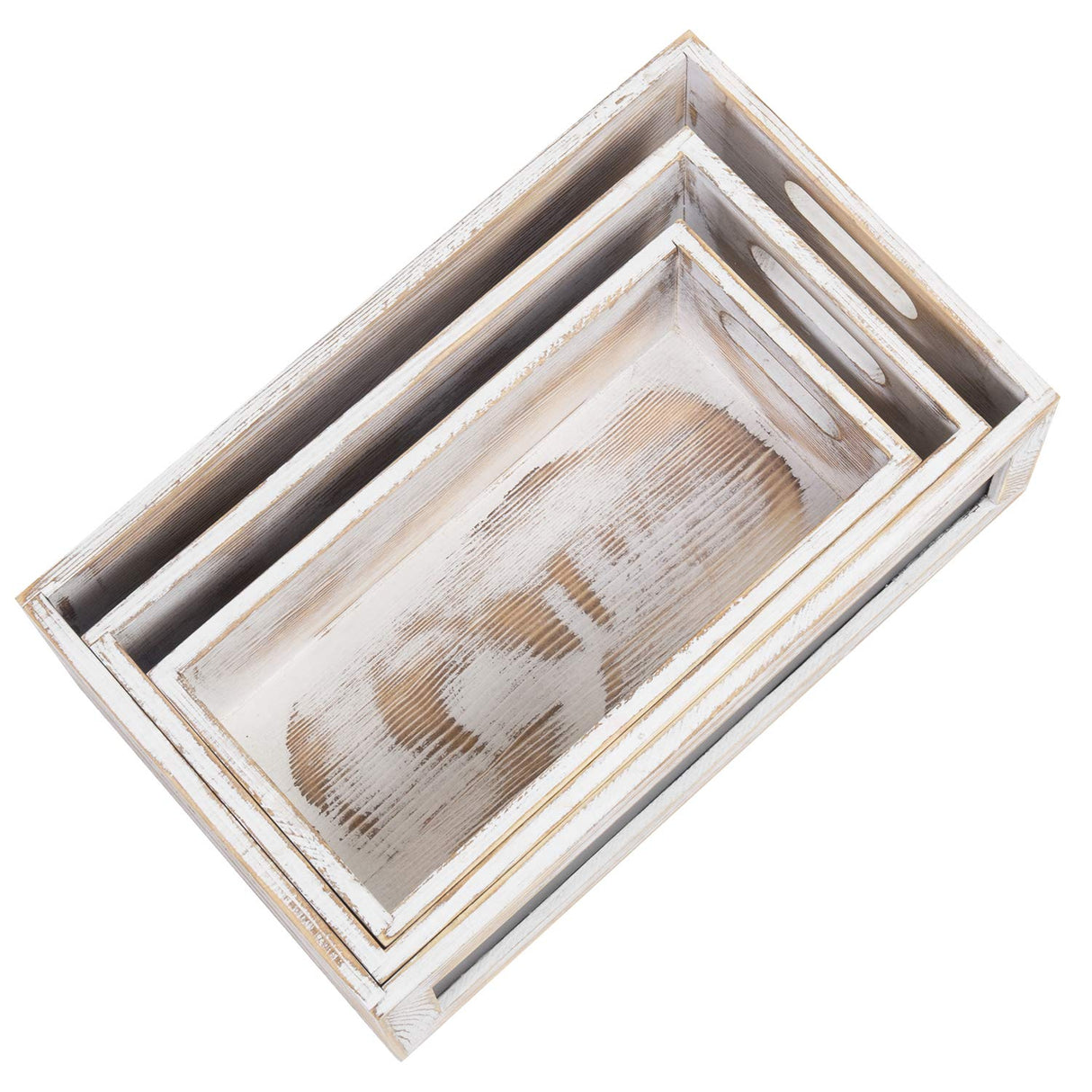 MyGift Nesting Wooden Crates, Whitewashed Wood Decorative Storage Organizer Bin with Chalkboard Front Panel, Multipurpose Box for Bathroom Kitchen Laundry Fruits & Vegetables Storage Crate, 3 Pc Set MyGift