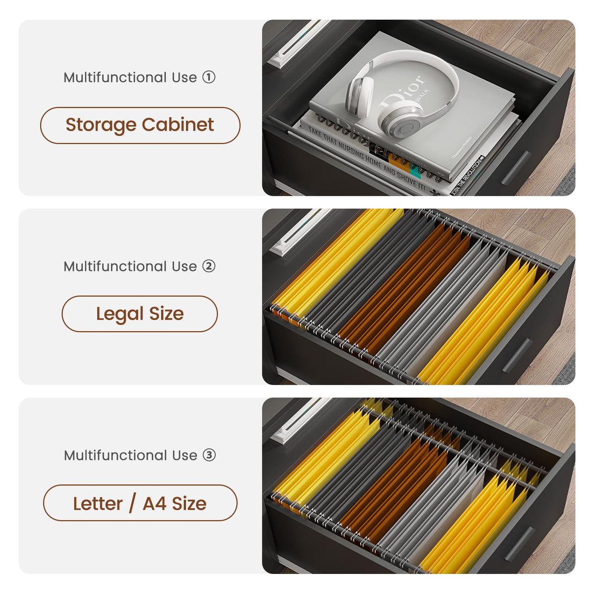 SEDETA L Shaped Gaming Desk, 66" Home Office Desk with File Drawer & Power Outlet, Corner Gaming Computer Desk with Led Lights, Monitor Shelf and Printer Storage Shelves, Two Person Desk, Black SEDETA