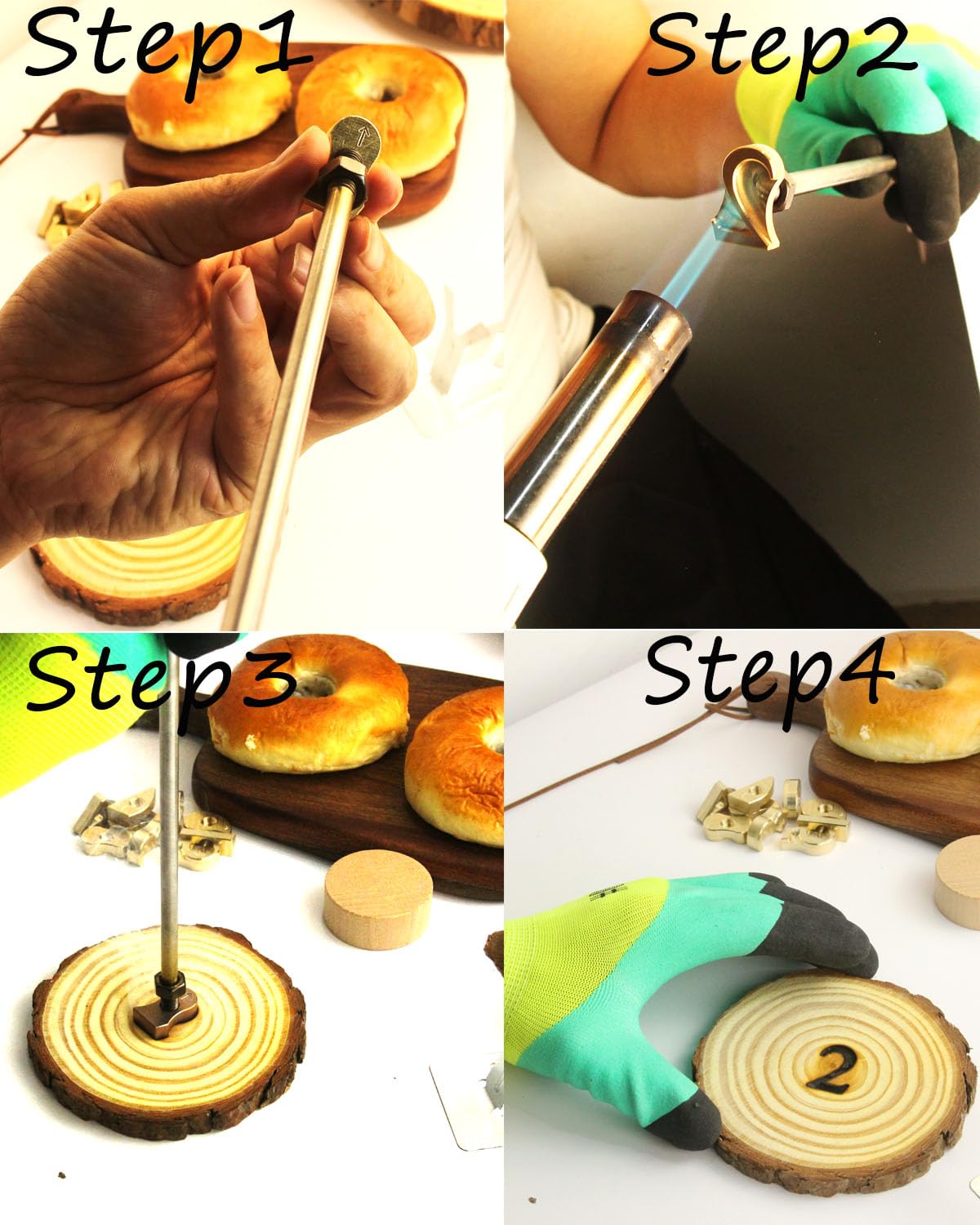 AIMOADO Compass Branding Iron Stamp, 1 1/2" Wood Branding Iron Personalized Logo for Meat, Burger, Wood, Hats with Full Set Tools AIMOADO