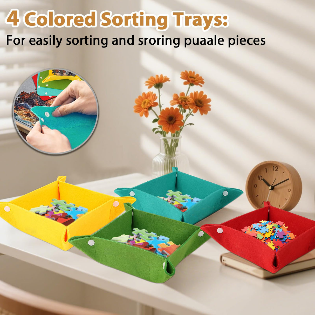 2 in 1 Rotating Tilting Puzzle Board with Drawers, 1500 Piece Jigsaw Puzzle Board with Protective Cover 4 Wheels 4 Sorting Trays, Puzzle Table for Puzzle Lovers, 35 X 27 Inch Lafati