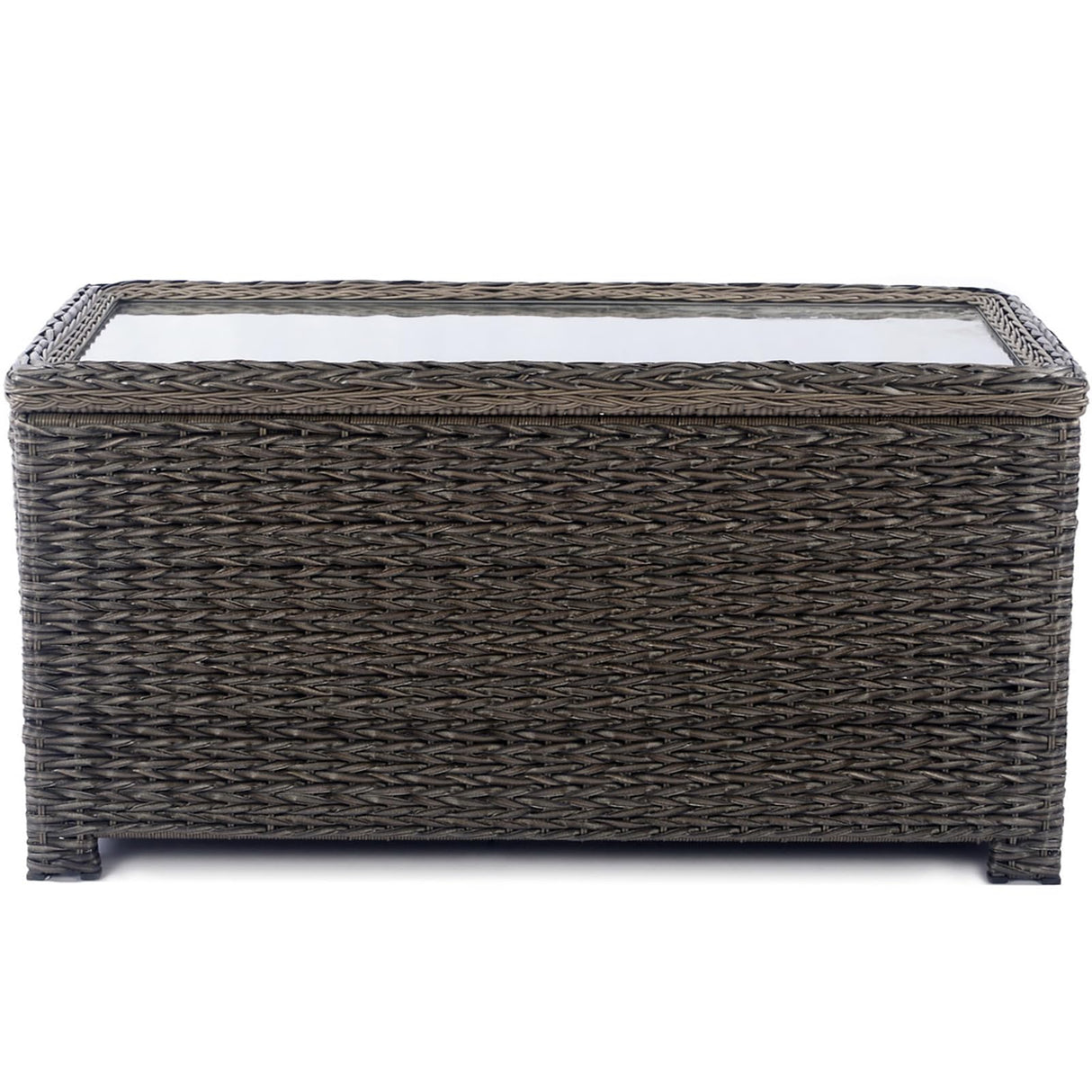 Krikacy Classic Wicker Patio Coffee Table with Storage, All-Weather Rattan Outdoor Coffee Tables, Tempered Glass Flip-Top, Waterproof for Porch Backyard – 40''Wx19''Dx22''H, Brown Krikacy