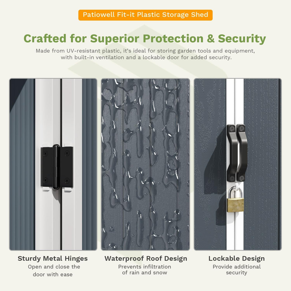 Patiowell 5 x 3 FT Outdoor Storage Cabinet Plastic Shed Patio Storage Shed with Stable Roof and Lockable Doors Waterproof Resin Shed for Pool Storage, Tools and Patio Furnitrue Accessories, Dark Gray Patiowell