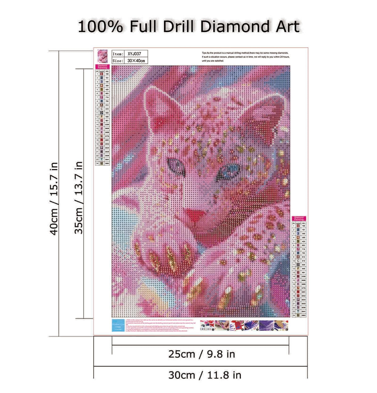 wavaiov 5D Diamond Painting Kits for Adults, Pink Leopard Diamond Art Kit for Beginner, DIY Full Round Drill Animal Diamond Art Craft Kits for Home Decor 12x16 Inch wavaiov