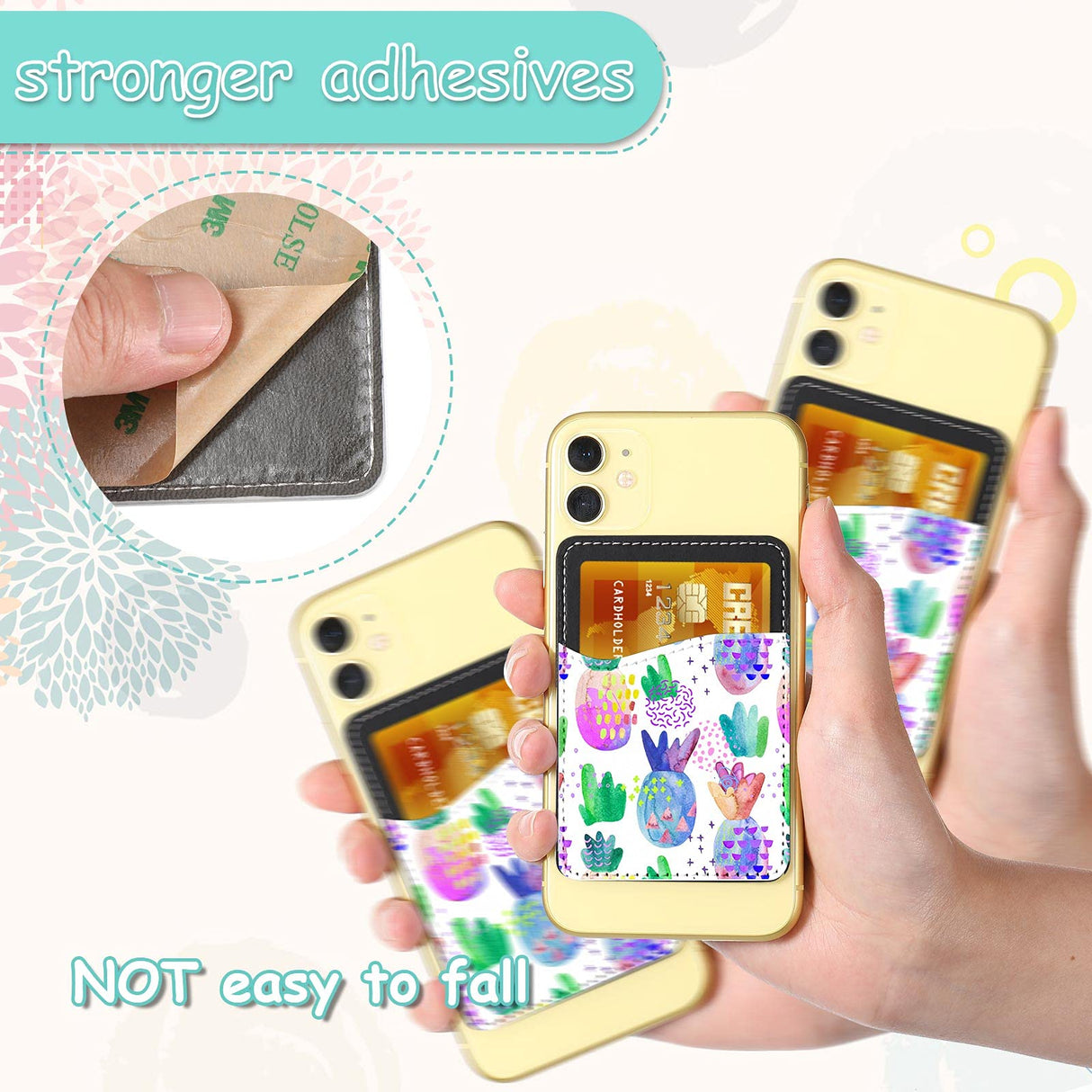 Frienda 10 Pieces Sublimation Blank Phone Wallet PU Leather Card Holder Pocket Adhesive Cell Phone Case Holder with 10 Pieces Collapsible Sublimation Phone Holders for Back of Most Smartphones Frienda