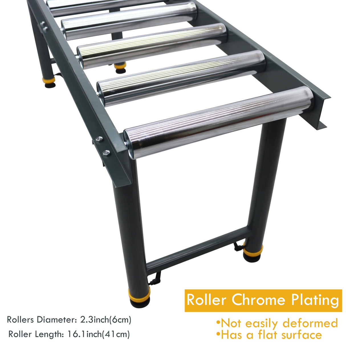 TECHTONGDA 9 Rolls Conveyor Roller Stand Adjustable Height 440LBS 65 Inch Length 18.5 Inch Width with 2.3 Inch Rollers Diameter Stainless Steel Silver TECHTONGDA