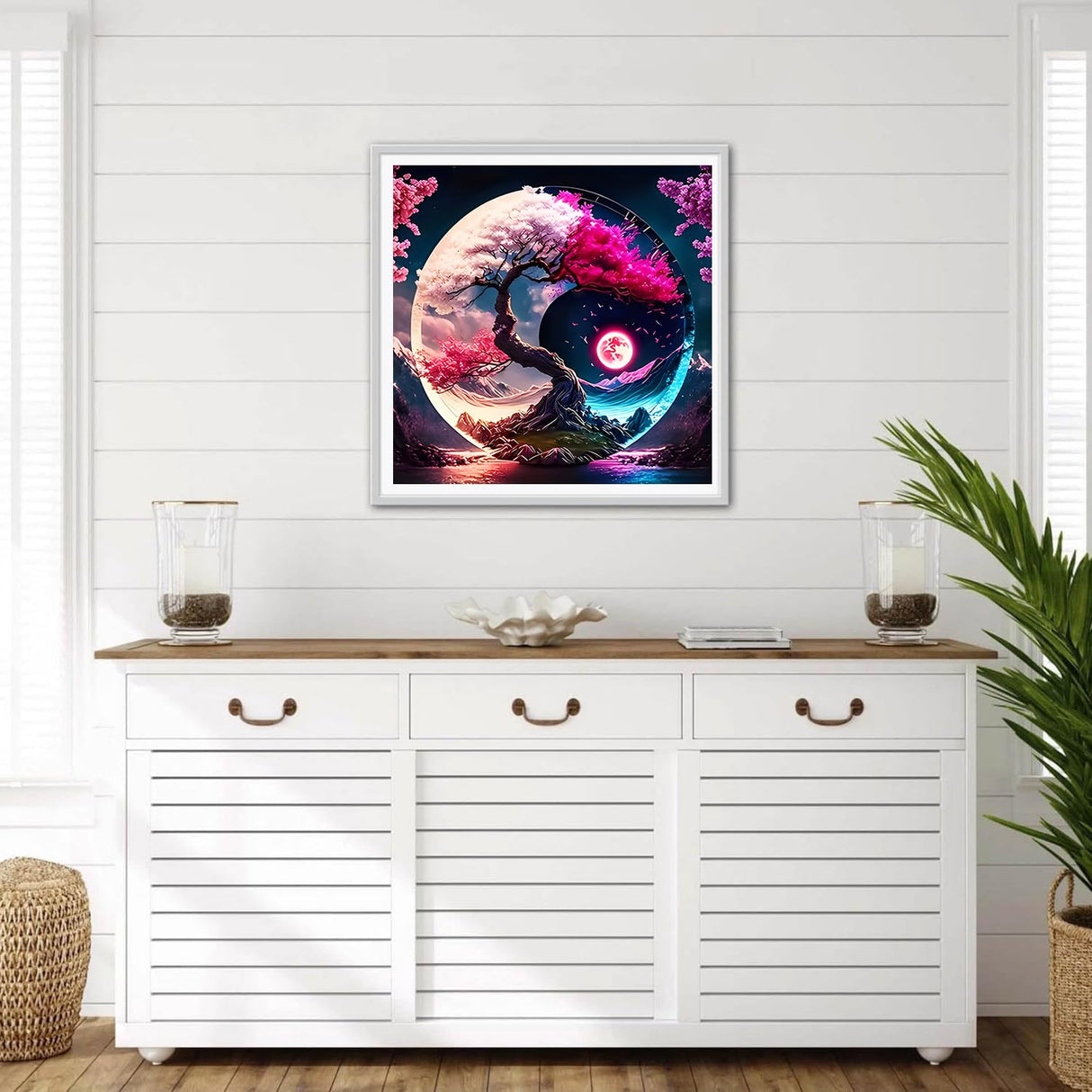 GDYEEH DIY 5D Yin and Yang Diamond Art Kits, Tree of Life Full Round Drill Sparkling Diamond Painting Picture, Diamond Painting Art Kits Craft for Adults Beginners, Home Wall Decor 12x12inch GDYEEH