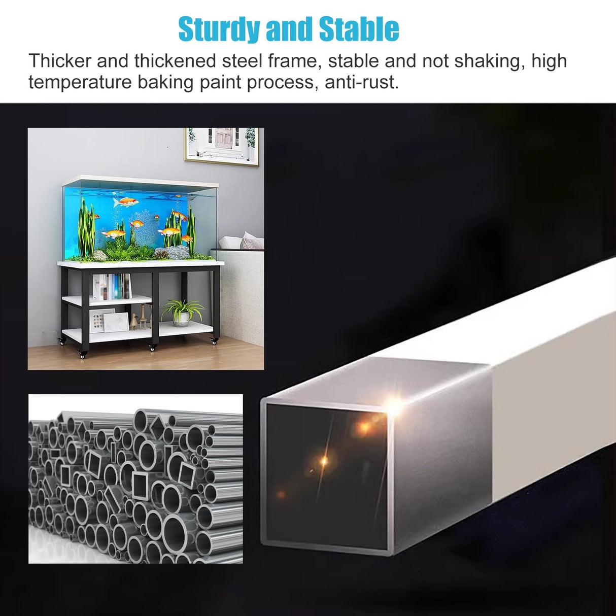 20 30 10 Gallon Fish Tank Stand with Wheels & Storage, Metal & Wood Aquarium Rack System Rolling Breeder Tank Stands, 77cm Tall Terrarium Holder(Color:#2,Size:(LxWxH) 50x30x75cm) JYHHCYS