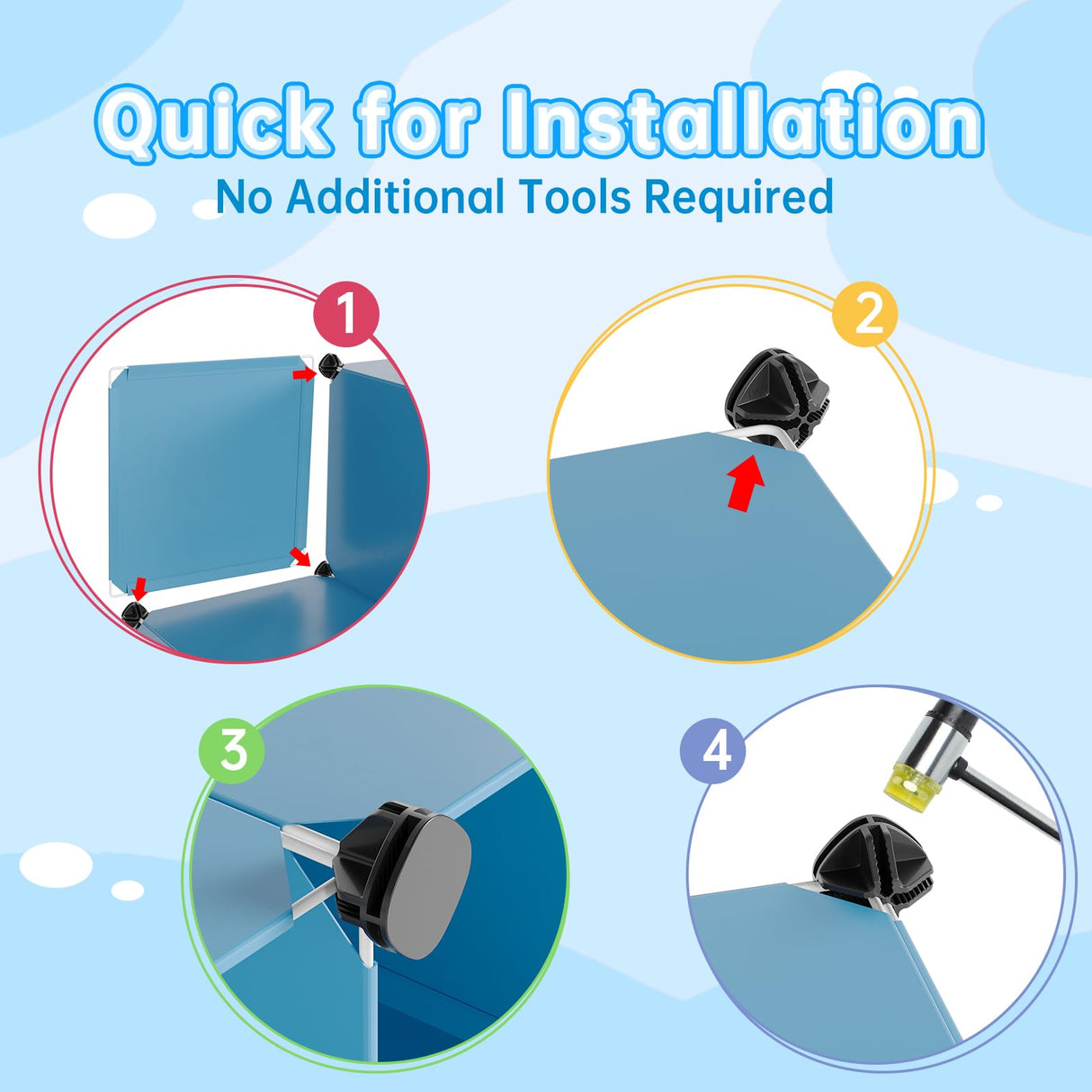 MAGINELS Kids Closet,Baby Wardrobe Closet with Door,Cute Portable Armoire Dresser,Clothes Hanging Storage Rack for Boy Bedroom,Blue,12 Cube(14x14inch) MAGINELS