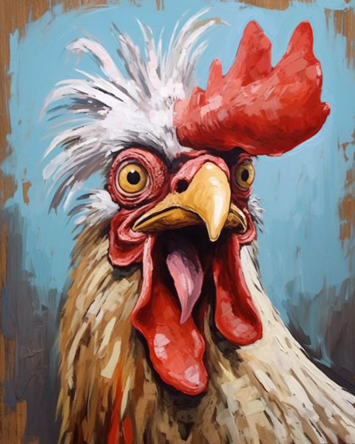 Tucocoo Farm Animal Paint by Bumbers for Adults Framhouse Chicken DIY Paint by Numbers Acrylic Paint Canvas Kitchen Decor Funny Rooster Painting Kits Framhouse Art 16x20 Inch (Without Frame ) Tucocoo