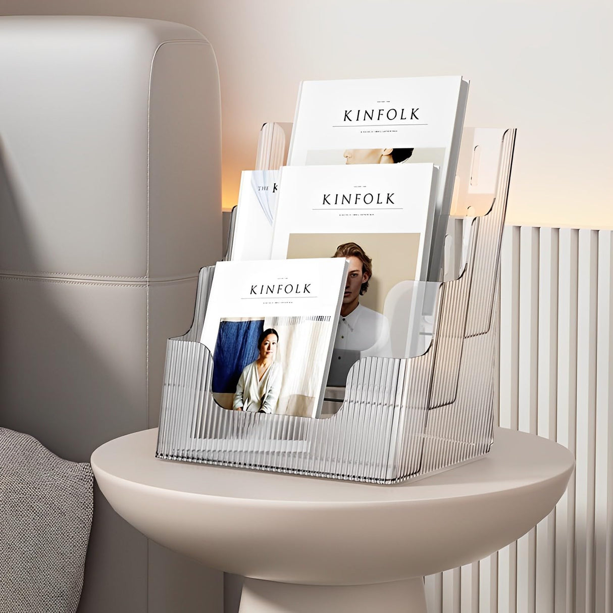 Gagee 2 Pack Brochure Display Stand or Wall Mount 8.5 x 11 inch,3 Tier Magazine Holder,Clear Stands for Display Literature,Brochures,Pamphlet,Flyer,Paper Document Gagee