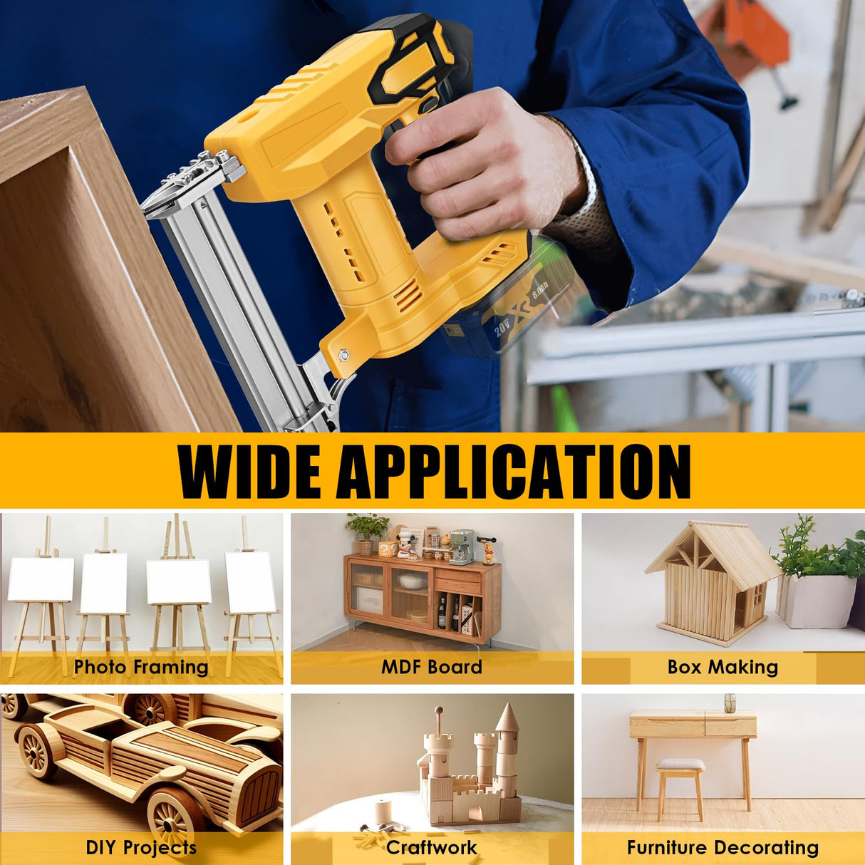 Cordless 18 Gauge Brad Nailer for Dewalt 20V Max Battery, 2 in 1 Electric Stapler Nailer with 500 Nails and 500 Staples, Dual Protection Design, for Home Improvement, Woodworking (No Battery) LEZZYRUCK