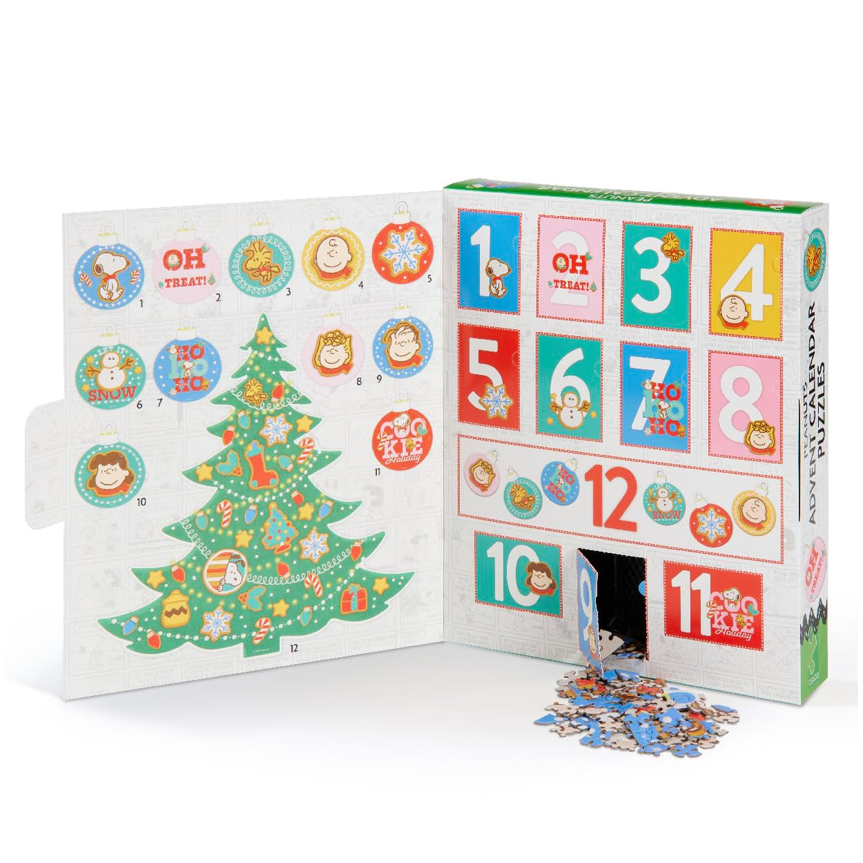 Ceaco - Peanuts 12 Days Of Christmas Advent Calendar Puzzles – Eleven 100 Piece Mini Ornament Jigsaw Puzzles And One 300 Piece Christmas Tree Jigsaw Puzzle – 1,400 Total Pieces Ceaco
