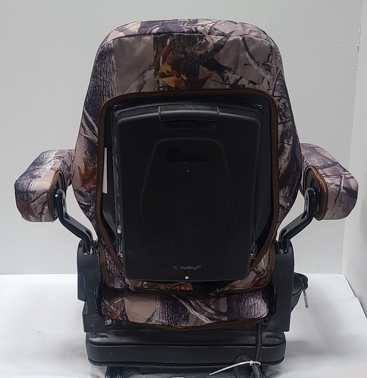 DSC Tractor Seats, Forklift/Tractor Replacement Suspension Seat with Built-in Headrest and Adjustable Armrest Customized in XD3 Camo Endura. TSKL10-XD3-C WoodArtSupply