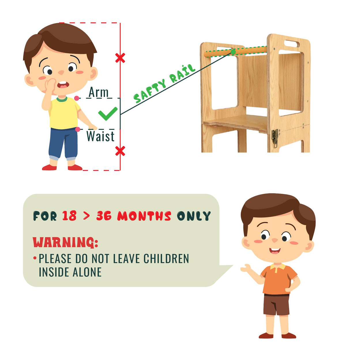 SENSUNIQ Toddler Tower, Kitchen Step Stool Helper for Kids, Wooden Montessori Learn Tower with Chalkboard, Multi-use 4 in 1 Kitchen Standing Tower, Foldable Weaning Table with Safety Rail SENSUNIQ