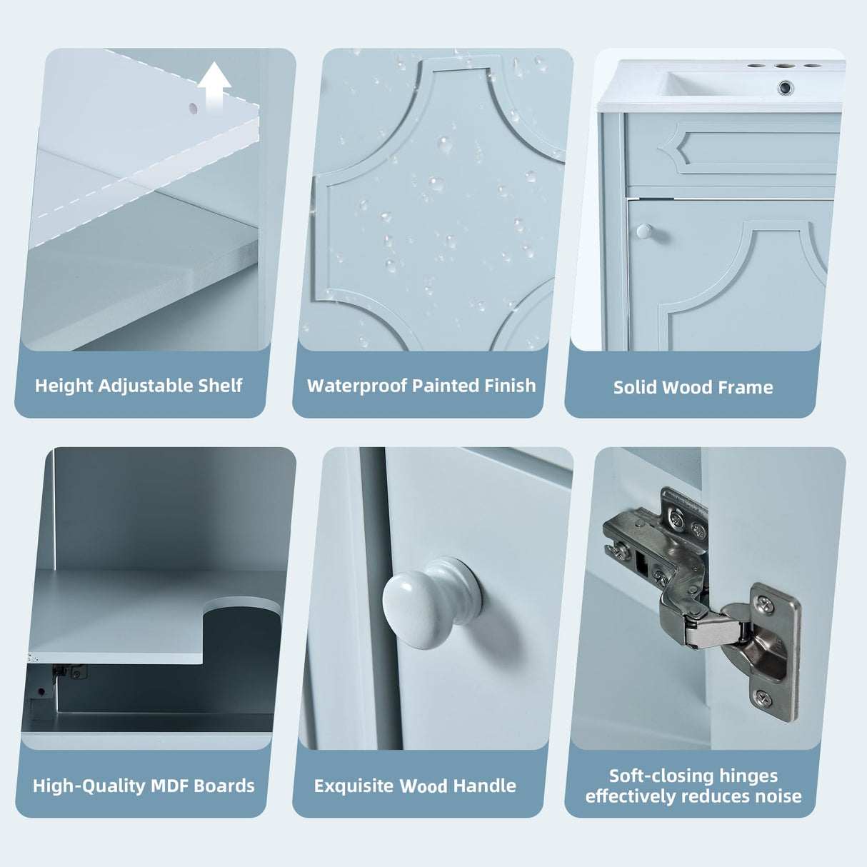 Virubi 24 Inch Bathroom Vanity with Ceramic Sink, Modern Bathroom Storage Cabinet with Flower-Shaped Carved Lines, Bathroom Vanities with Soft Closing Doors & Hidden Adjust Shelf Virubi