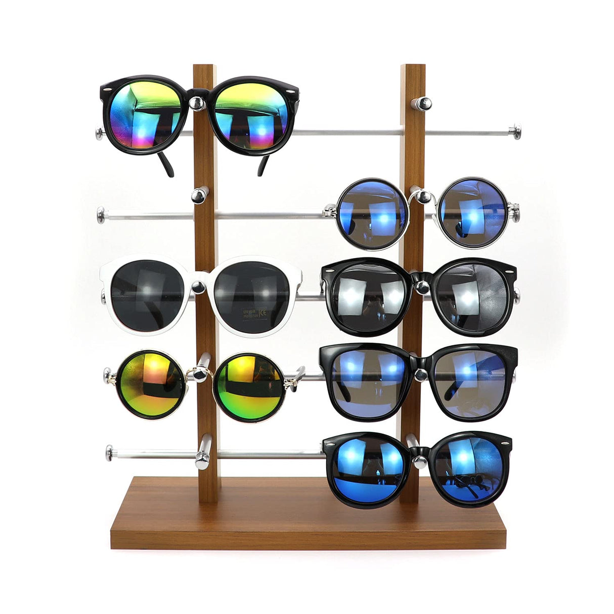 Sungee Sunglass Display Stand Wood Sunglasses Storage Rack Organizer Stand for Business and Home Or Shop Display (10-Layer) Sungee