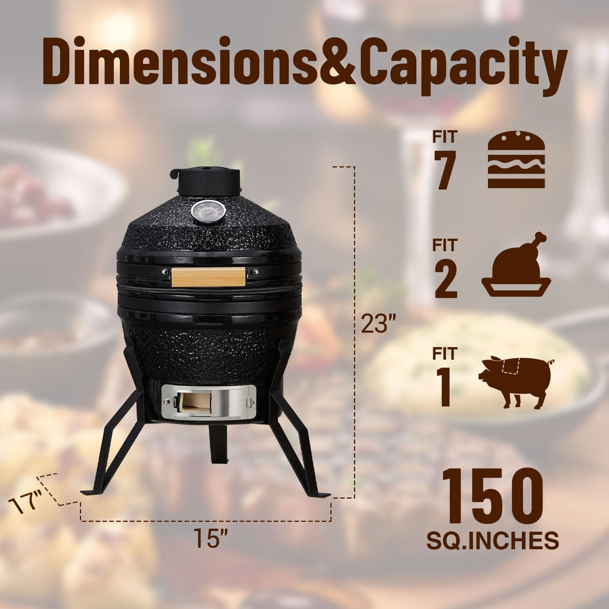 GarveeLife 13-Inch Portable Ceramic Charcoal Grill with Grill Stand, Egg Shaped Ceramic Charcoal Grill w 10.6" Stainless Steel Cooking Grate, Heat Deflectors and Ash Tool for Outdoor Barbecue, Baking GarveeLife