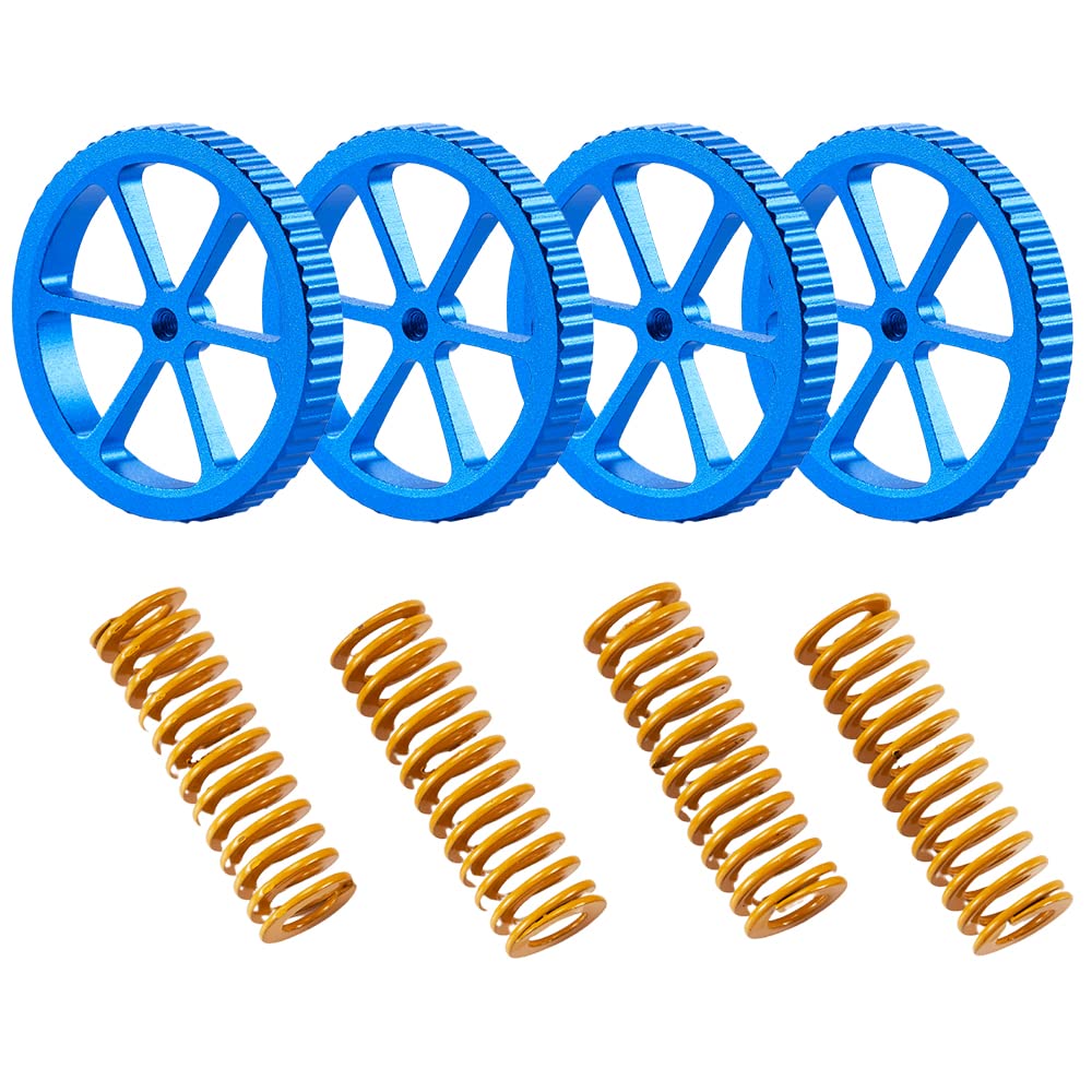 4PCS Ender 3 v2 Upgrades Bed Leveling Nuts and Ender 3 Bed Springs, 3D Printer Leveling kit Compatible for Creality Ender 3/Ender 3 S1/Ender 3 Pro/Ender 3 V2, Ender 5/5 Plus/Pro, CR-10/CR10S Makerzone