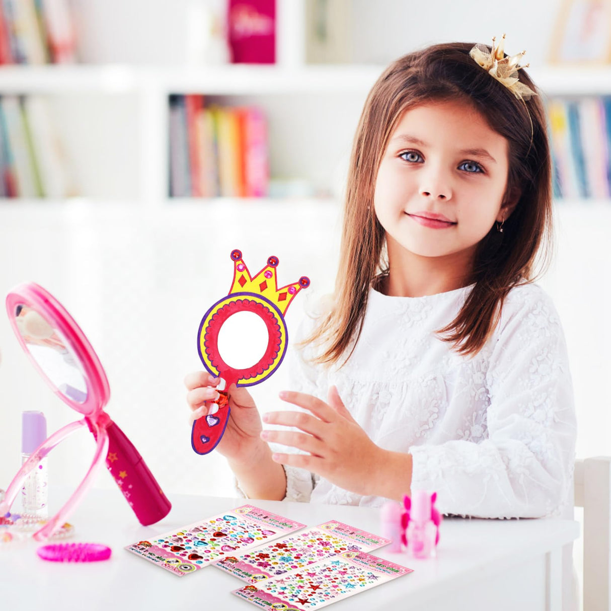 TOYANDONA 8 Pack Wooden Mirror Craft for Kids - Decorate Your Own Princess Mirror Unfinished Wood Handheld Crafts DIY Wooden to Paint for Activities Party Favors TOYANDONA