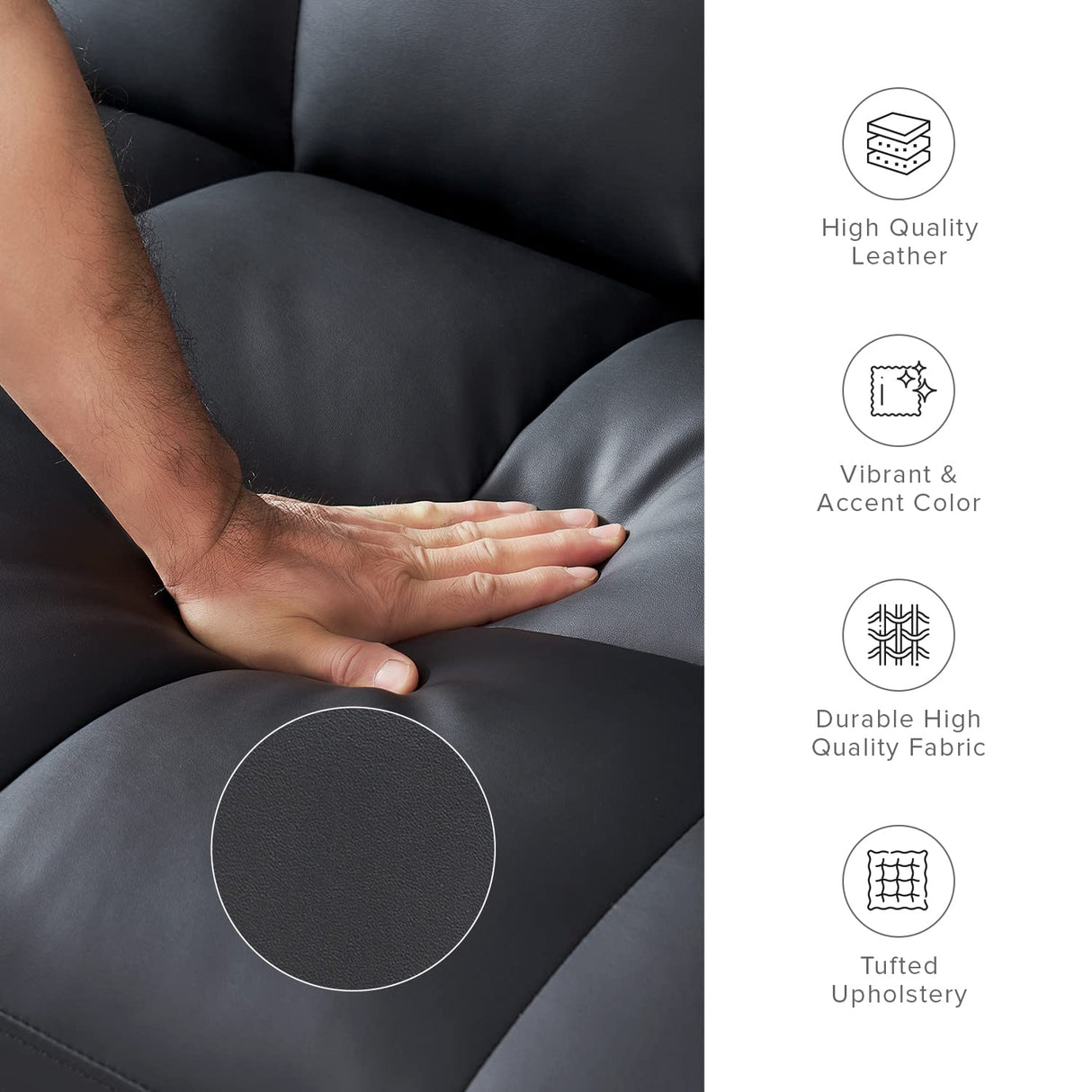 mopio Aaron 76.8" Couch, Small Futon Sofa Bed, Sleeper, Loveseat, Mid Century Modern Futon Couch, Sofa Cama, Couches for Living Room, Bedroom (Midnight Black, Faux Leather) mopio