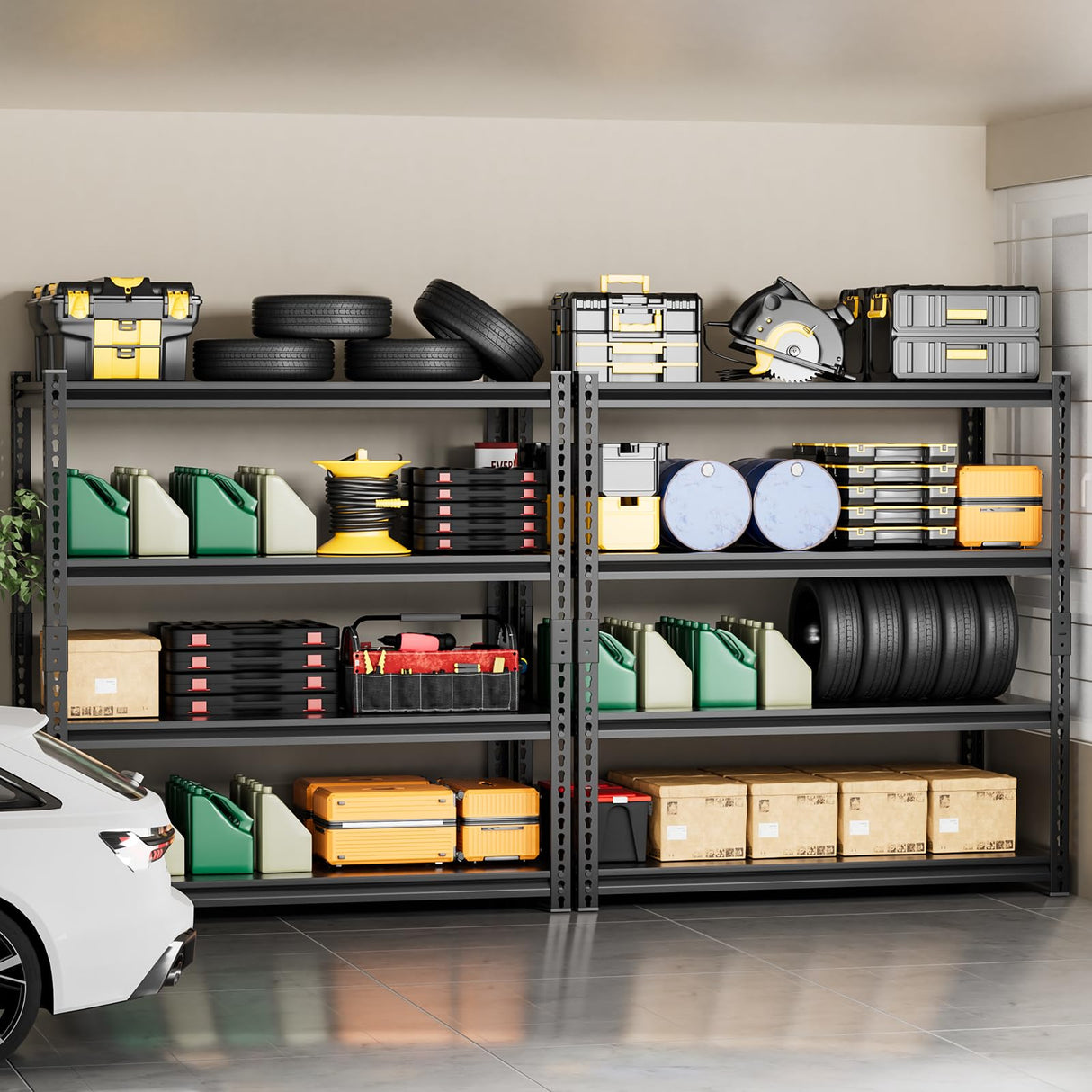 cynnda 4-Tier 40" W X 20" D X 60" H Storage Shelves 2500LBS Garage Shelving Metal Storage Shelf Adjustable Metal Racks with Shelves Heavy Duty Shelving Units and Storage Utility Shelf (Black) cynnda