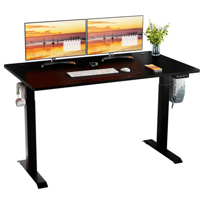 Meilocar Height Adjustable Electric Standing Desk, Sit Stand Computer Desk w/Memory Controller, Home Office Workstation Stand up Desk with Splice Board, 55" x 24" Tabletop (Black Top + Black Frame)