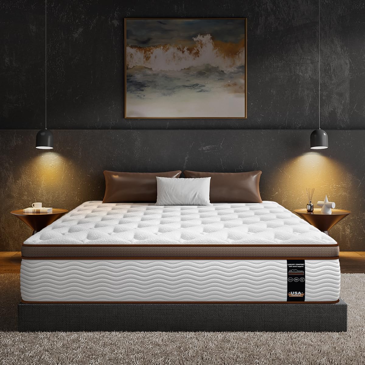 BedStory King Size Mattress 14 Inch - Premium Hybrid Mattress with 800+ Advanced Pocket Spring - Optimal Spinal Support for Back Pain Relief and Motion Isolation, CertiPUR-US Certified Comfort BedStory