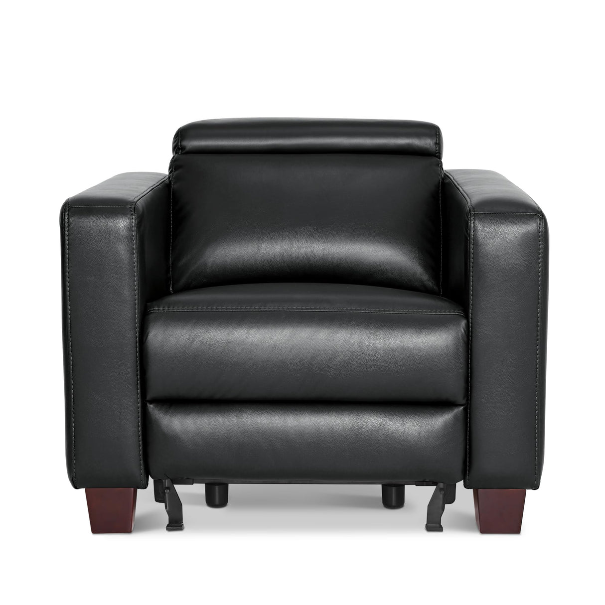 MCombo Zero Wall Recliner Chair, Wall Hugger Power Recliner Chair with Adjustable Headrest, High Wood Leg, USB & Type C Dual Charge Ports, for Living Room, Small Spaces, HL128 (Faux Leather, Black) MCombo