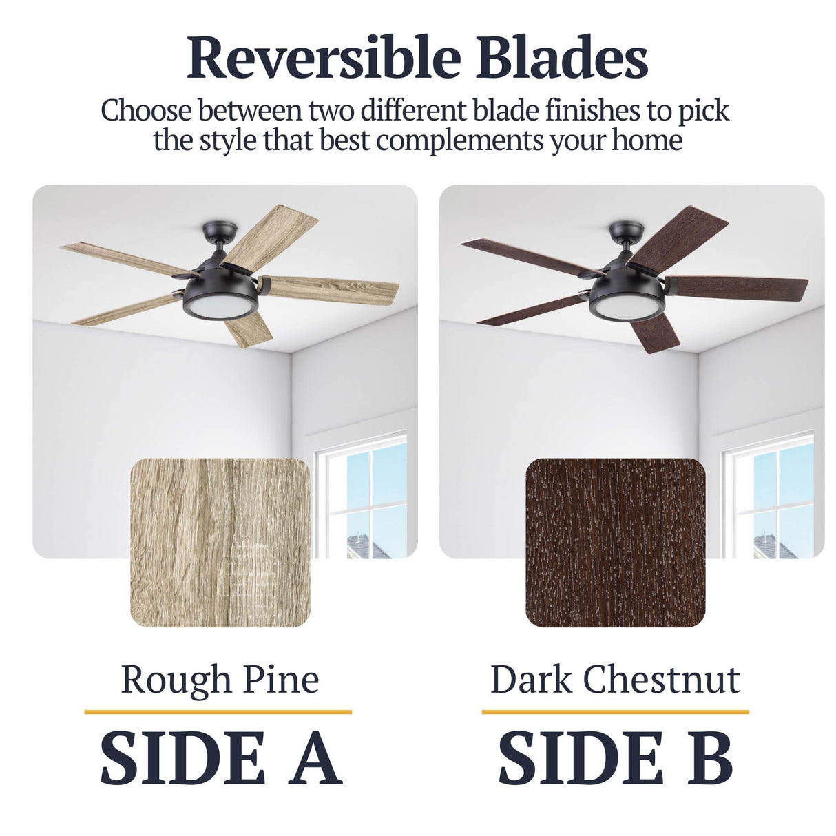 Prominence Home Potomac, 52 Inch Industrial Style Smart Ceiling Fan with Light, Remote Control, Dual Finish Blades, Compatible with Alexa and Google Assistant - 51639-01 (Matte Black) Prominence Home