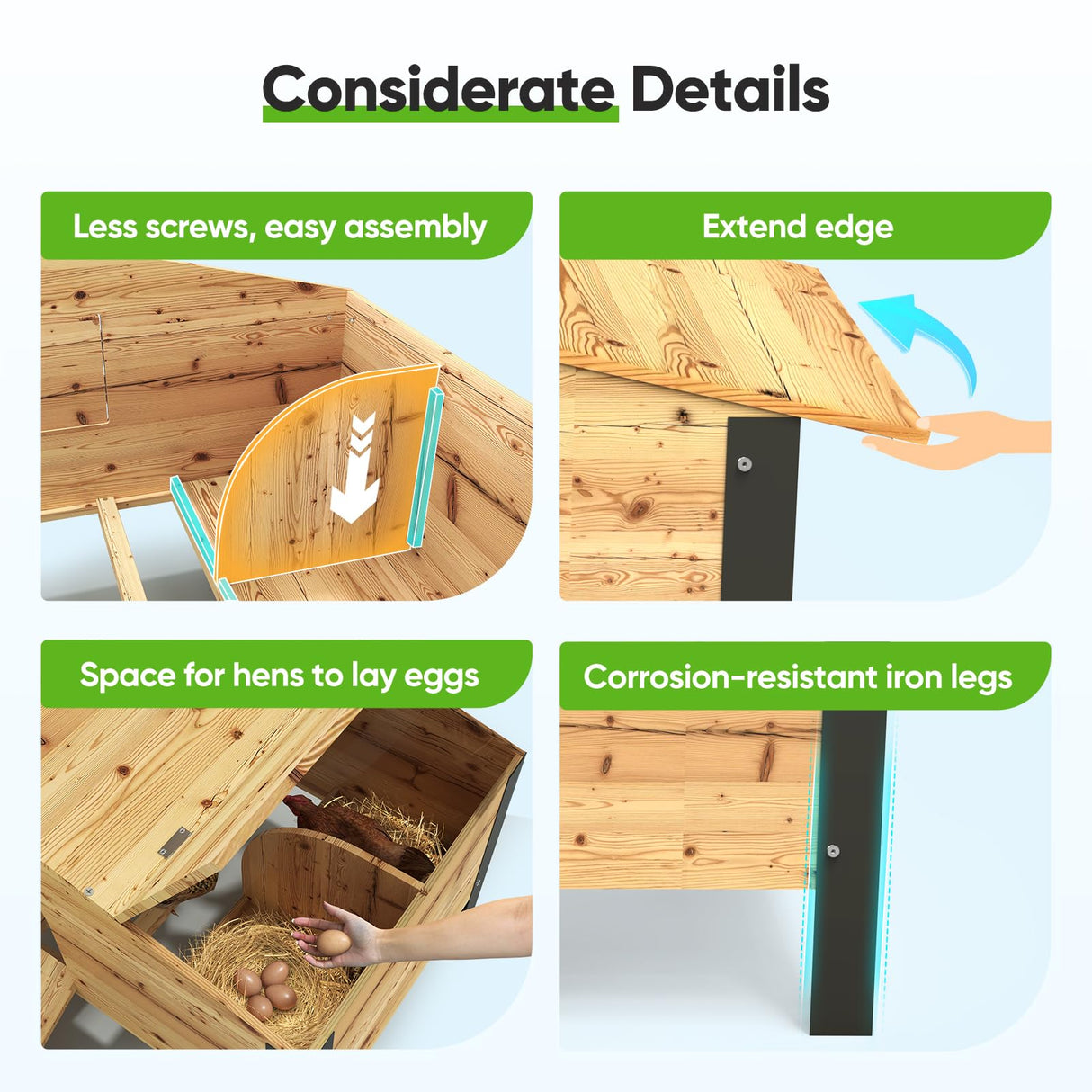 Quictent Large Metal Chicken Coop Run W/Nesting Box for 30+ Poultry with Heavy Duty Wire Mesh and Waterproof Roof Cover, Outdoor Walk-in Cage Peak Hen House for Yard Farm, 18x9x6.6FT Quictent