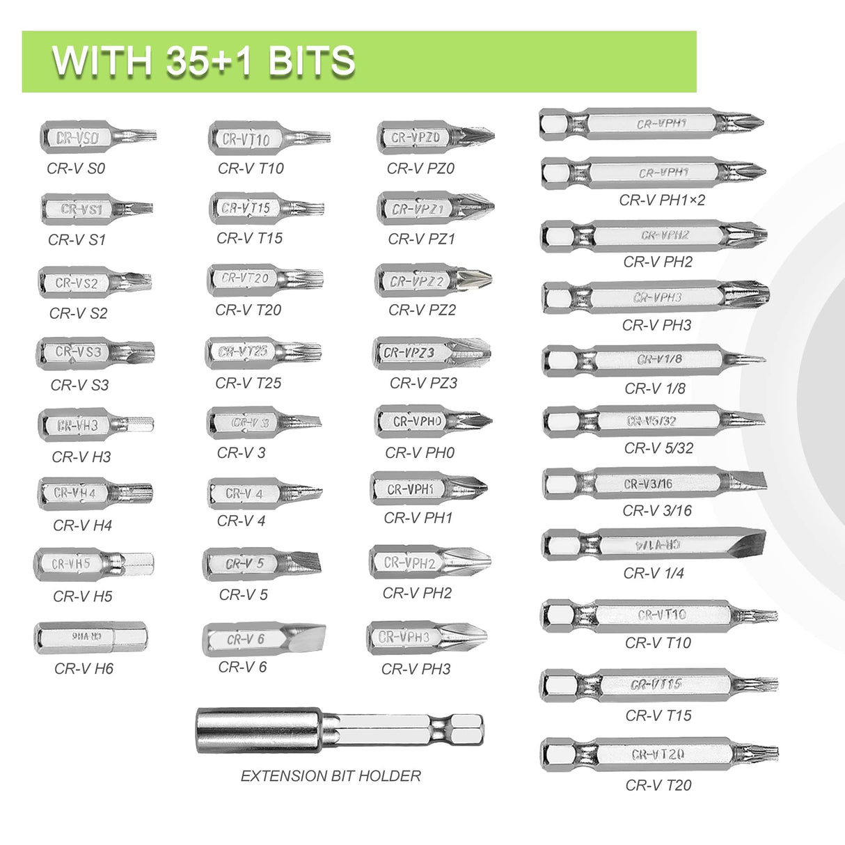 WORKPRO 4V Electric Screwdriver, Rechargeable Cordless Screwdriver Set with 35 Bits, Extension Rod, USB Charging Cable in Carrying Case, LED Light, Black Gray WORKPRO