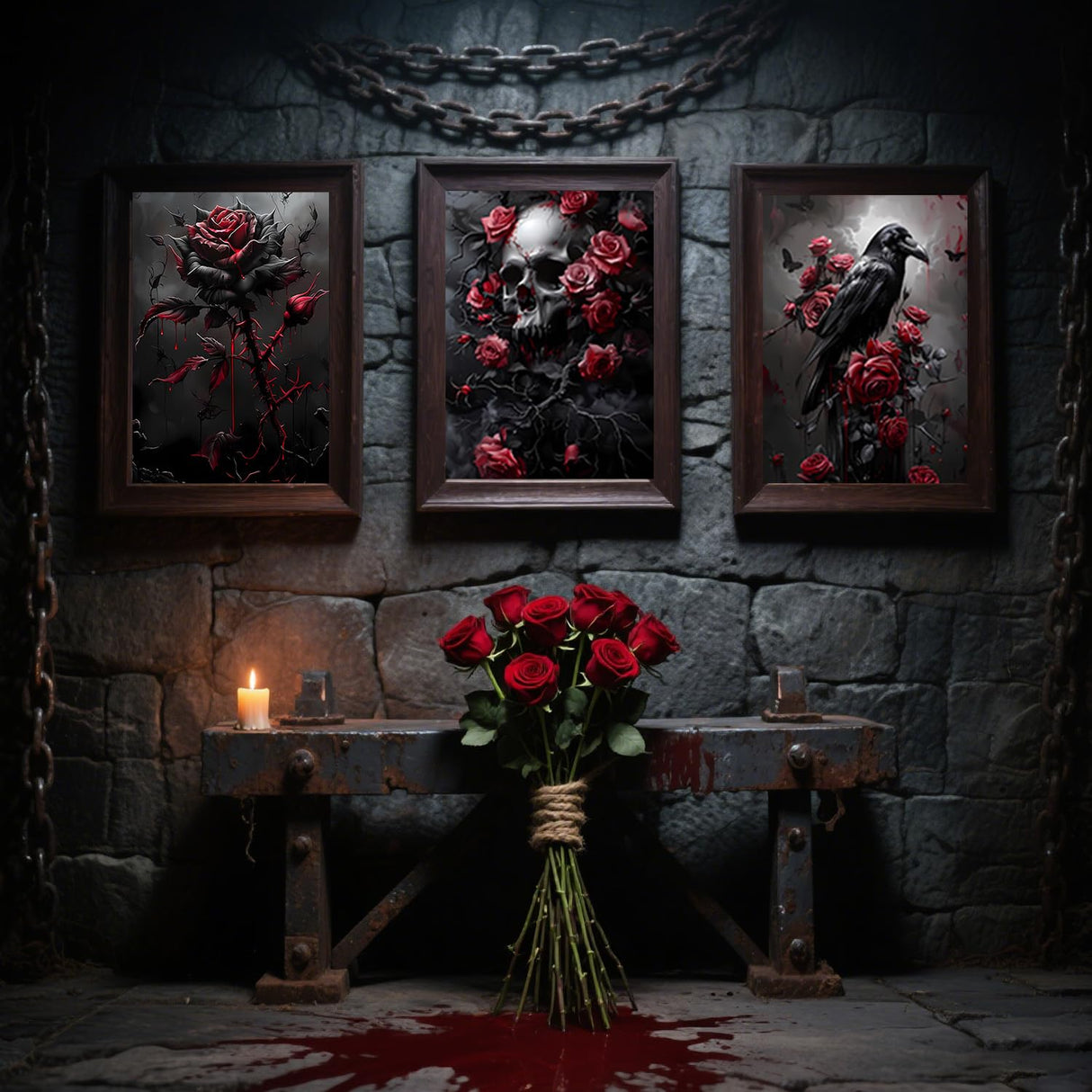 YULIDECO Paint by Numbers for Adults Beginners,Paint by Numbers Gothic 3-Piece Set,DIY Skull Acrylic Painting on Canvas for Home Wall Art Decor (12x16Inch) YULIDECO