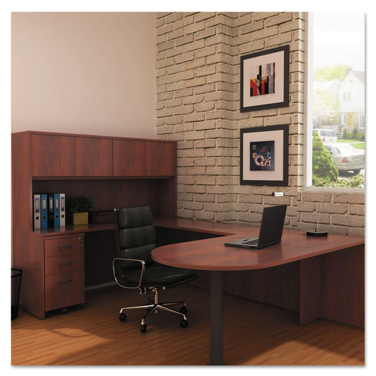Alera ALEVA572816MC 15.88 in. x 20.5 in. x 28.38 in. Valencia Series 3-Drawer Mobile File Pedestal - Cherry Alera