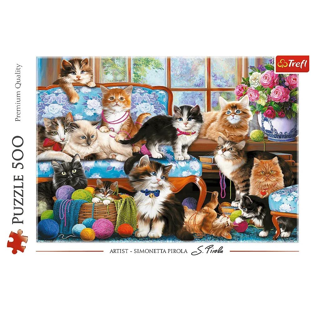TREFL 500 Piece Jigsaw Puzzle, Cat Family, Animal Puzzle, Sweet Kittens, Simonetta Pirola, Adult Puzzle, Trefl 37425 Trefl