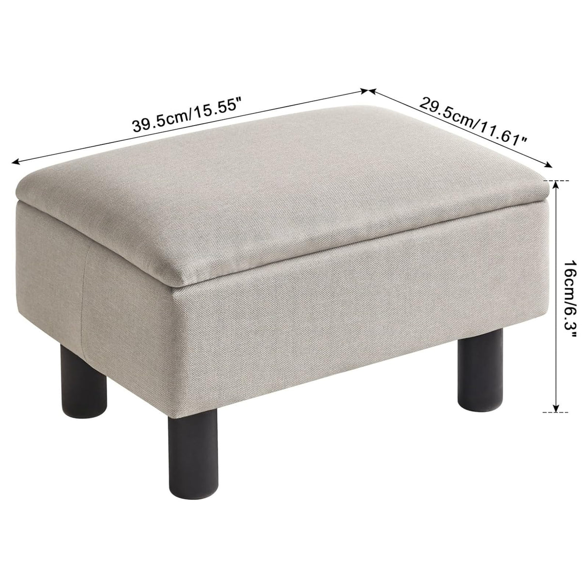IBUYKE Storage Ottoman Footrest Stool with Linen Fabric, Rectangular, Flip Top Lid, Non-Slip Feet, Compact Design, Stylish and Functional, Linen RF-BD223 IBUYKE