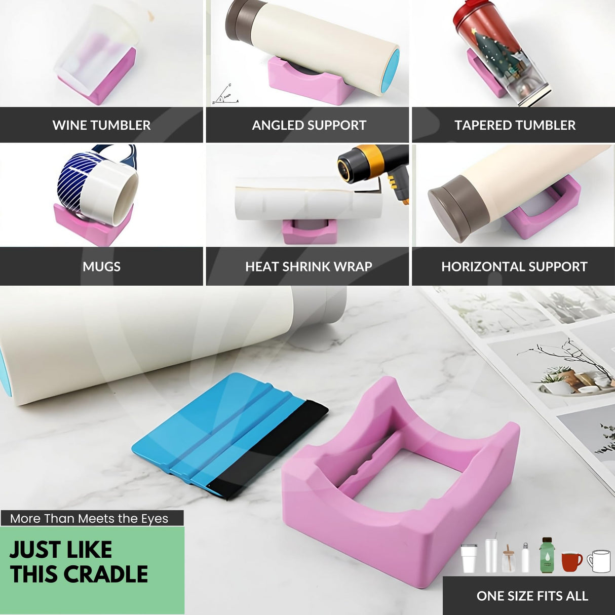 echomerx 30-Pcs Tumbler Sublimation Starter Kit - Heat Tape Dispenser, Sublimation Tapes, Gloves, Clamp, Sleeves, Bands, Cradle & More - Complete Bundle for Easy Sublimation on Blank Mugs & Tumblers echomerx