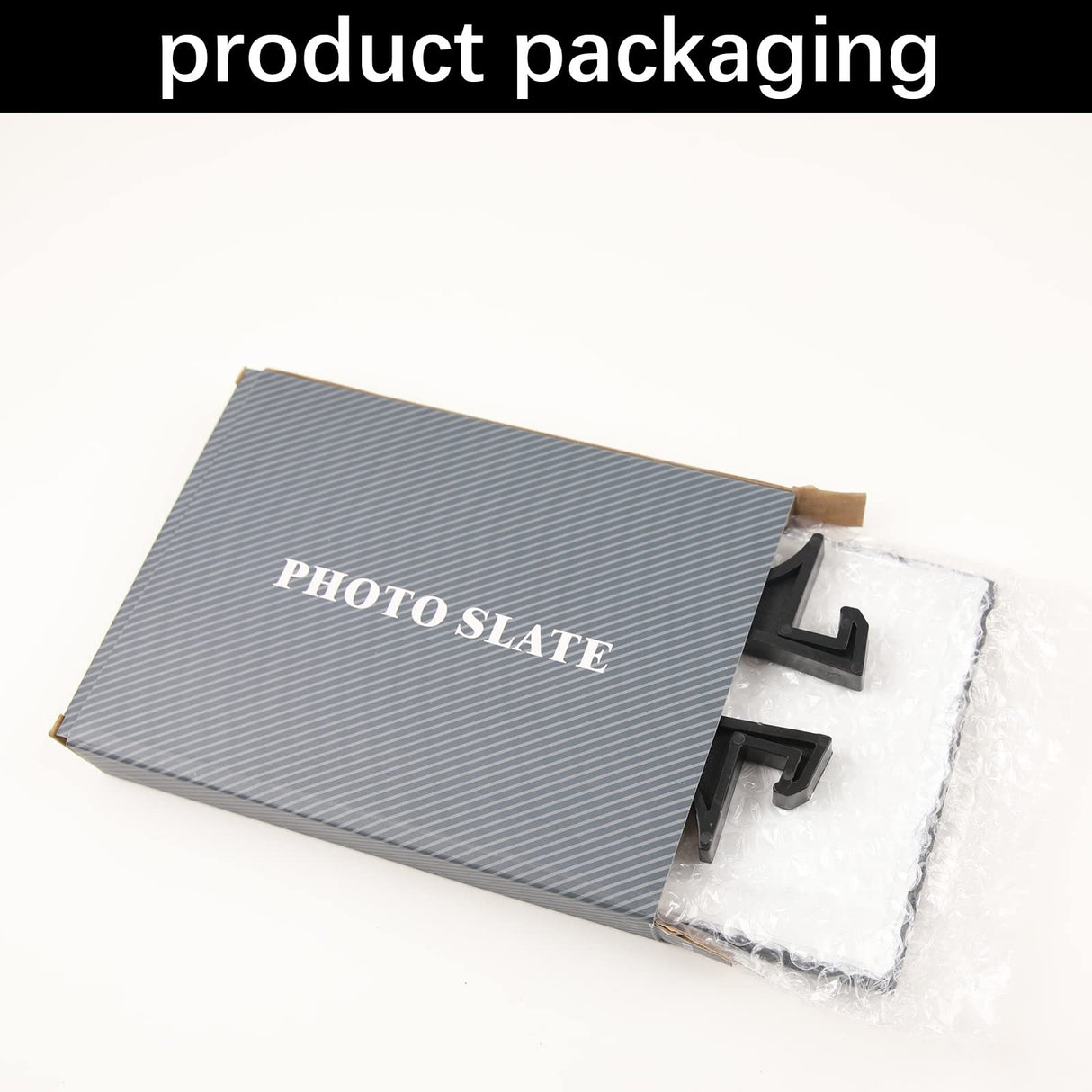 ORJ 4 Pack Sublimation Slate Blanks Custom Stone Slate Picture Frame Heat Transfer Rock Photo Plaque 6x8 Inch with Display Stand Decoration for Desktop Souvenir DIY Personalized Gift ORJ