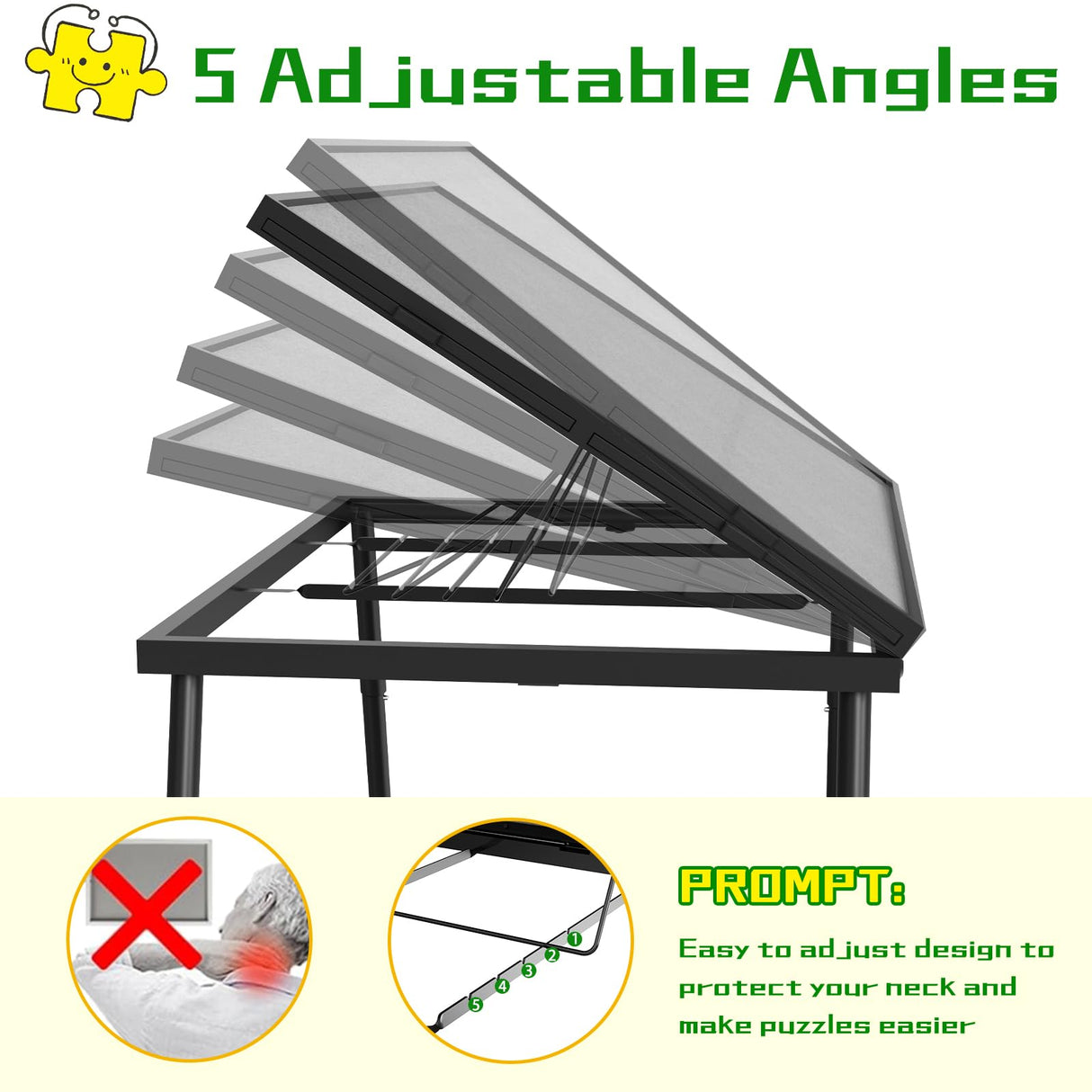 Doerpuz Jigsaw Puzzle Table Adjustable Height-18,28inch,2 in 1 Design Metal Puzzle Table with Legs Aluminium,Puzzle Tables for Adluts and Kids,Foldable Puzzle Table with Drawers,Felt,and Cover Doerpuz