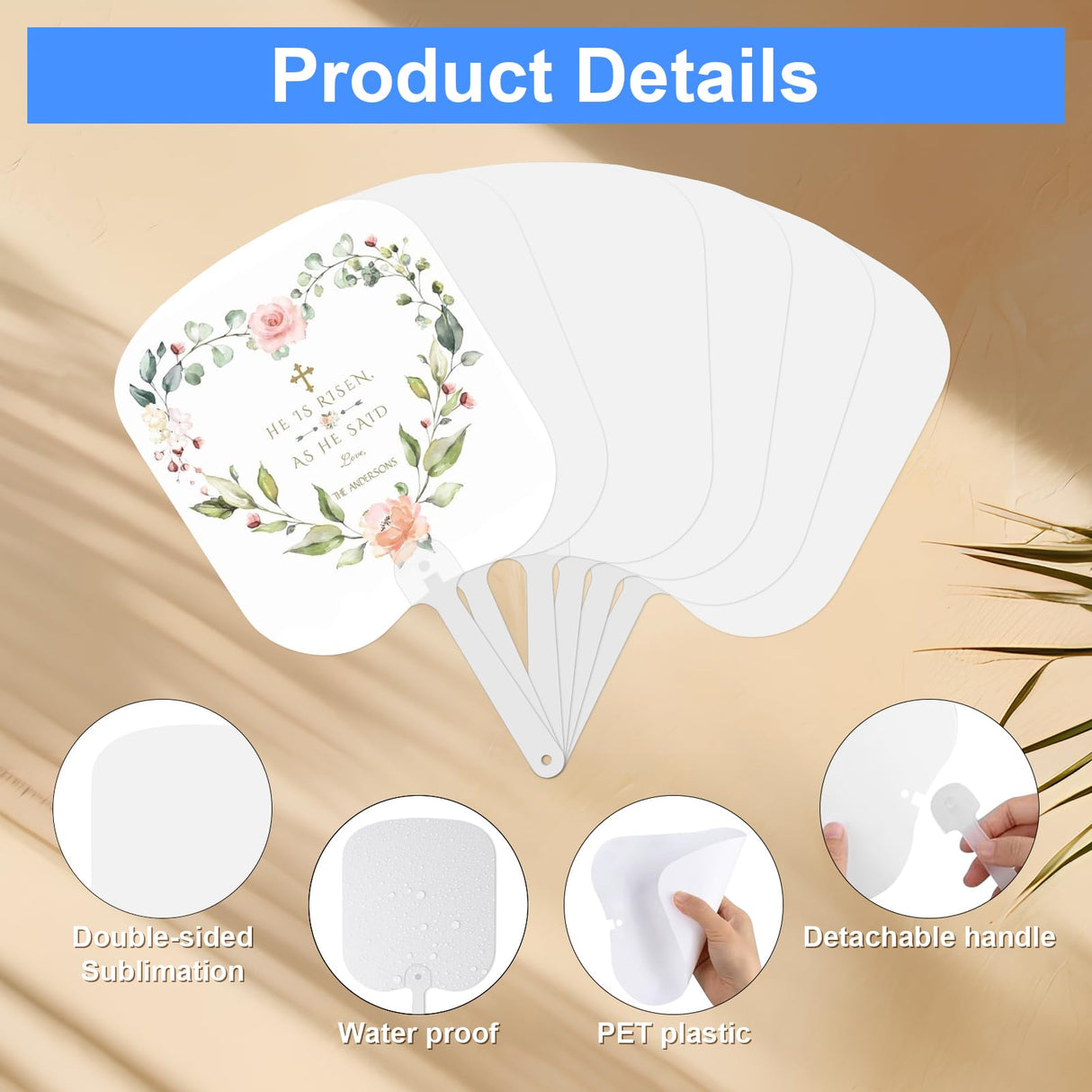 24 Pcs Sublimation Fans Blank, Church Fans Handheld Set, Double-Sided Sublimation Fan, Graduation Decorations, DIY Hand Fans for Church Parties and Wedding Fans for Guests Youmation