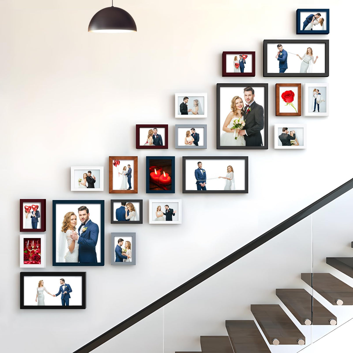 RPJC 5x7 inch Picture Frame Made of Solid Wood High Definition Glass for Table Top Display and Wall Mounting Photo Frame Brown RPJC