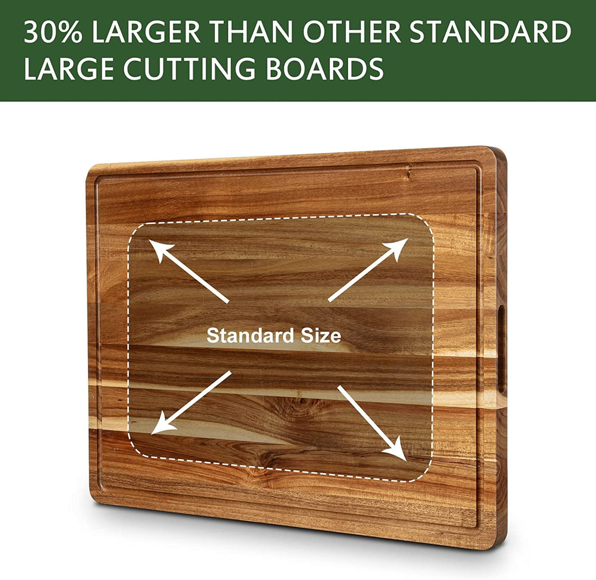 24 x 18 Inch Large Acacia Wood Cutting Board, Reversible Wooden Butcher Block Cutting Board with Juice Groove, Carving Board for Meat, Turkey, Fashionwu