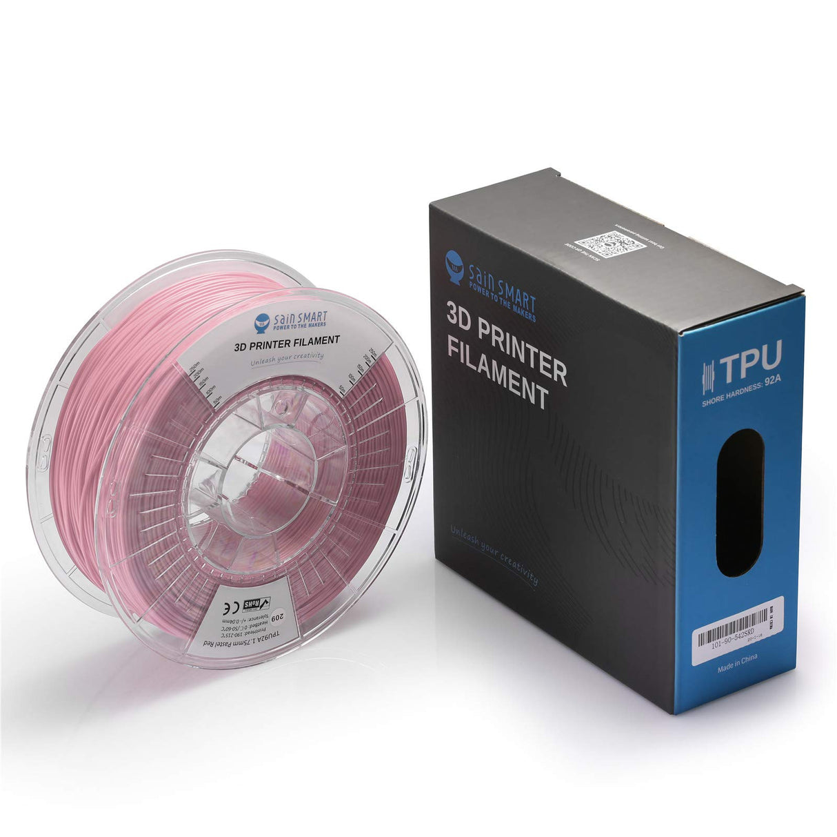 SainSmart TPU 1.75mm 92A Flexible TPU 3D Printer Filament, Dimensional Accuracy +/- 0.04 mm, 1KG Spool, Soft Pink SainSmart