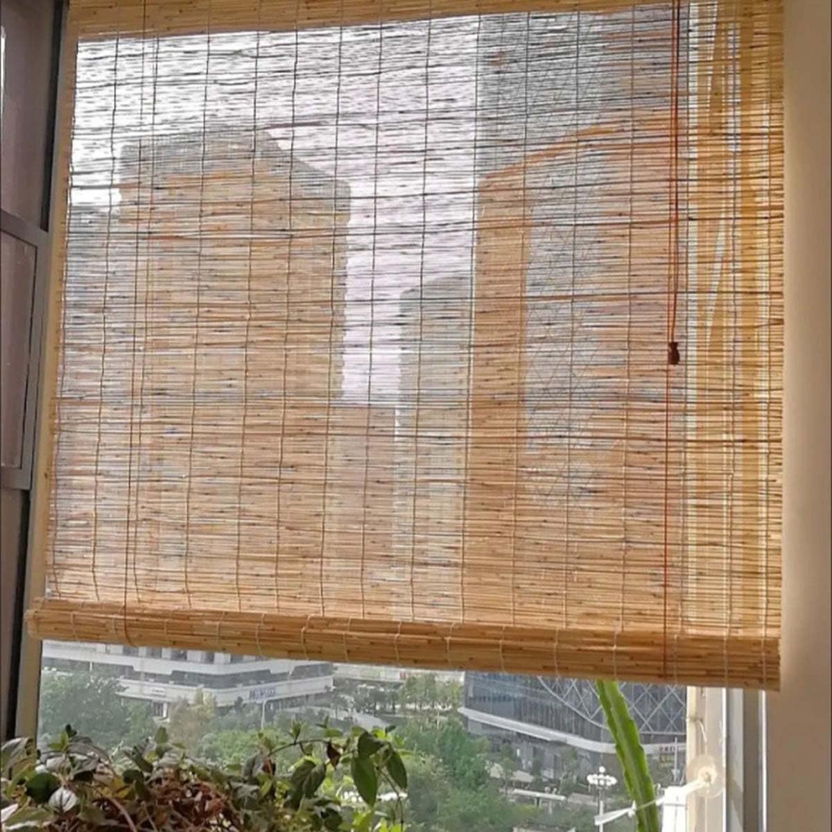 Bamboo Roller Shade Blinds 10'' 22'' 25'' 36'' 38'' 42'' 45'' Wide Cordless Bamboo Blinds Hand Woven roll up Shades for Window Porch Outdoor Patio(37''x60'') Generic