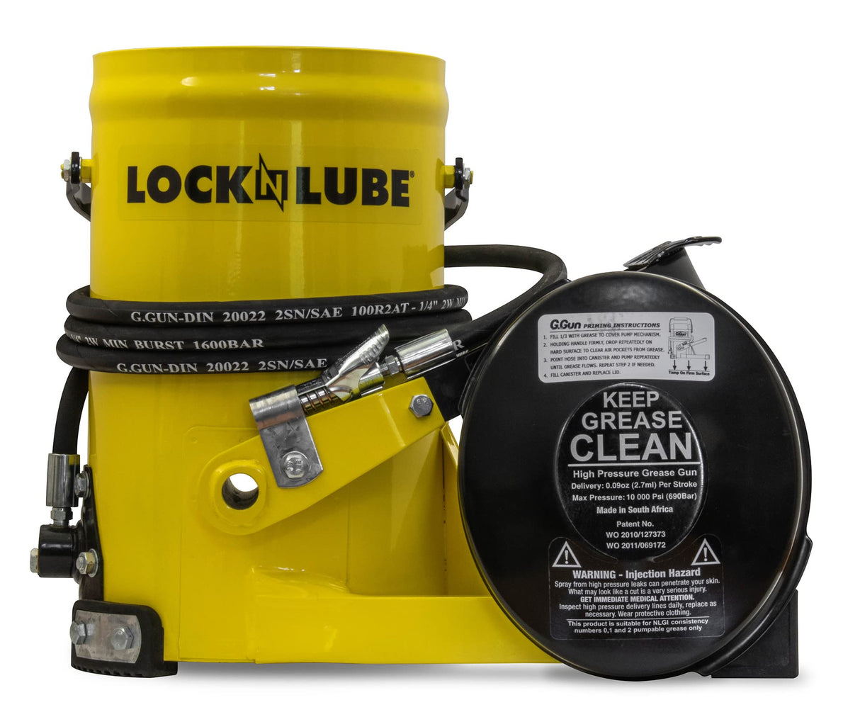 G. Gun Grease Gun - Quick and Easy Greasing - 10 Foot Flex Hose - LockNLube Grease Coupler Included - no Mess, no Waste - Industrial Strength Construction - 10,000 Psi Foot Operated LockNLube